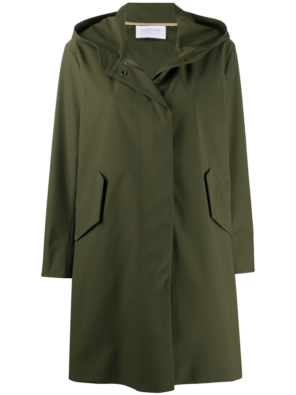 Harris Wharf London Hooded Zip-up Coat In Green