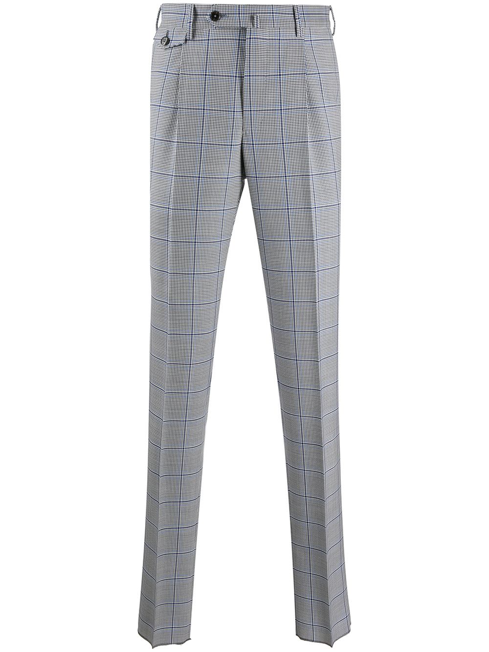 Pt01 Herringbone-check Tailored Trousers In Blue