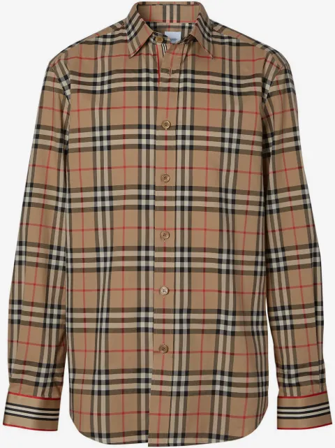 Burberry camisa Icon con Vintage Check y puños a rayas
