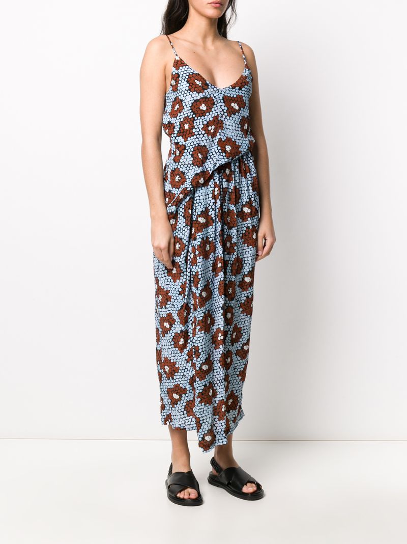 Shop Christian Wijnants Geometric Print Midi Dress In Brown