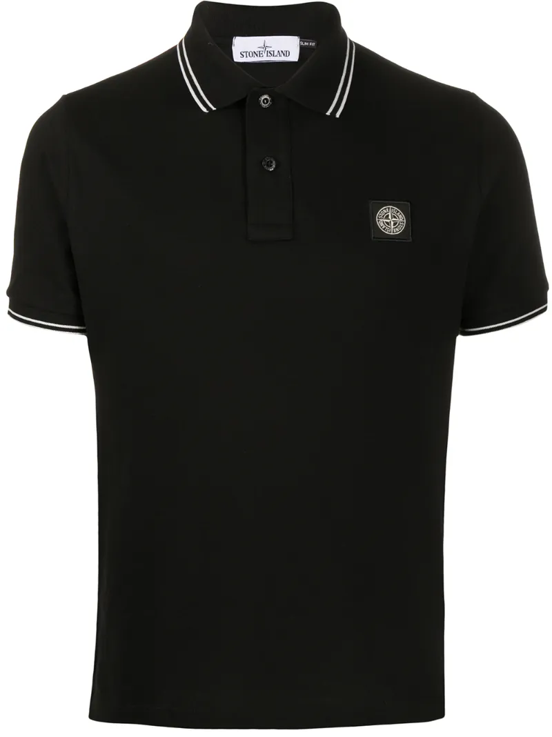 Stone Island Short Sleeve Slim Polo In Blue