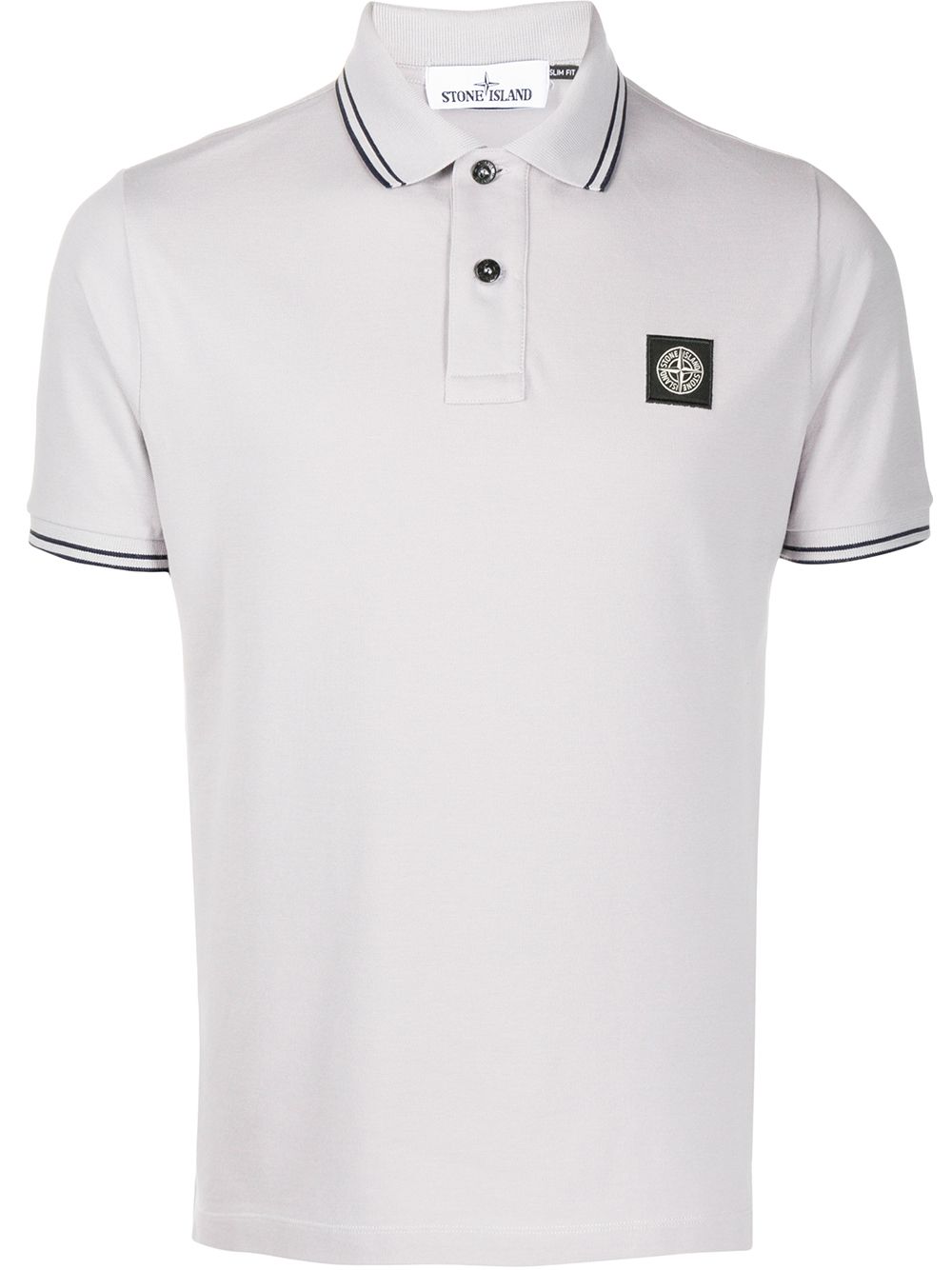 Stone Island Logo Patch Polo Shirt In Grey