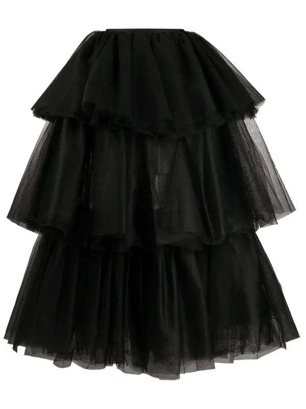 black tiered tulle skirt