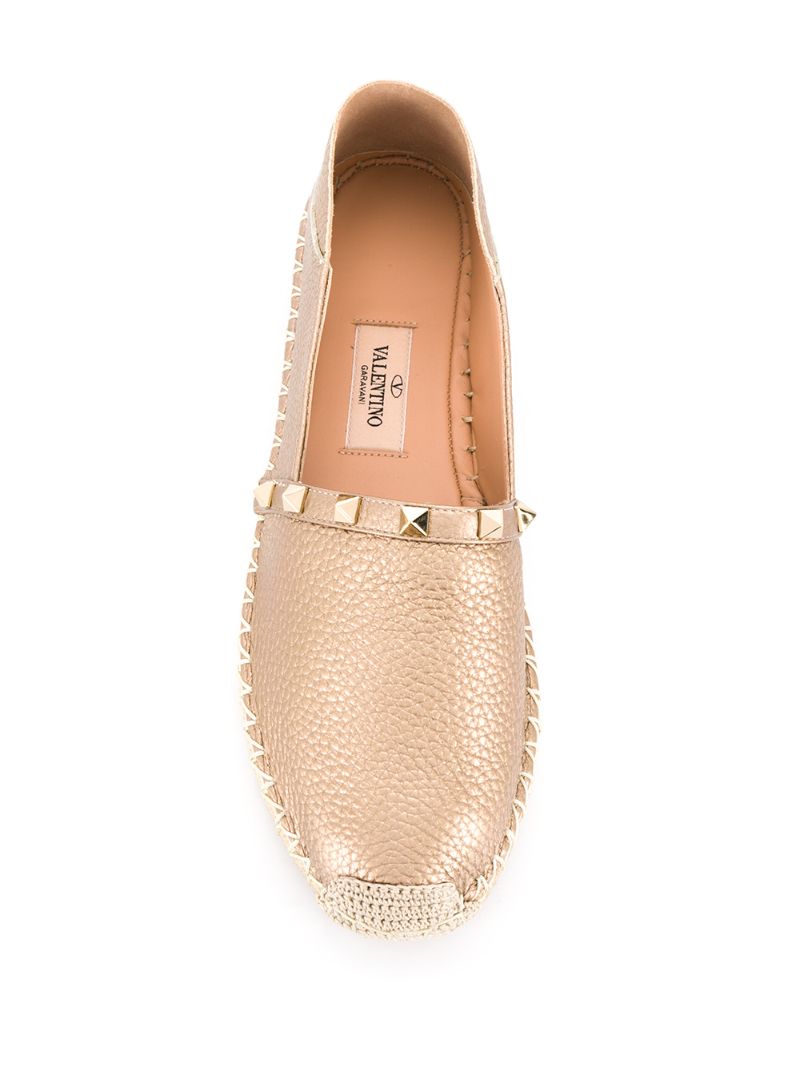 Shop Valentino Rockstud Flat Espadrilles In Pink