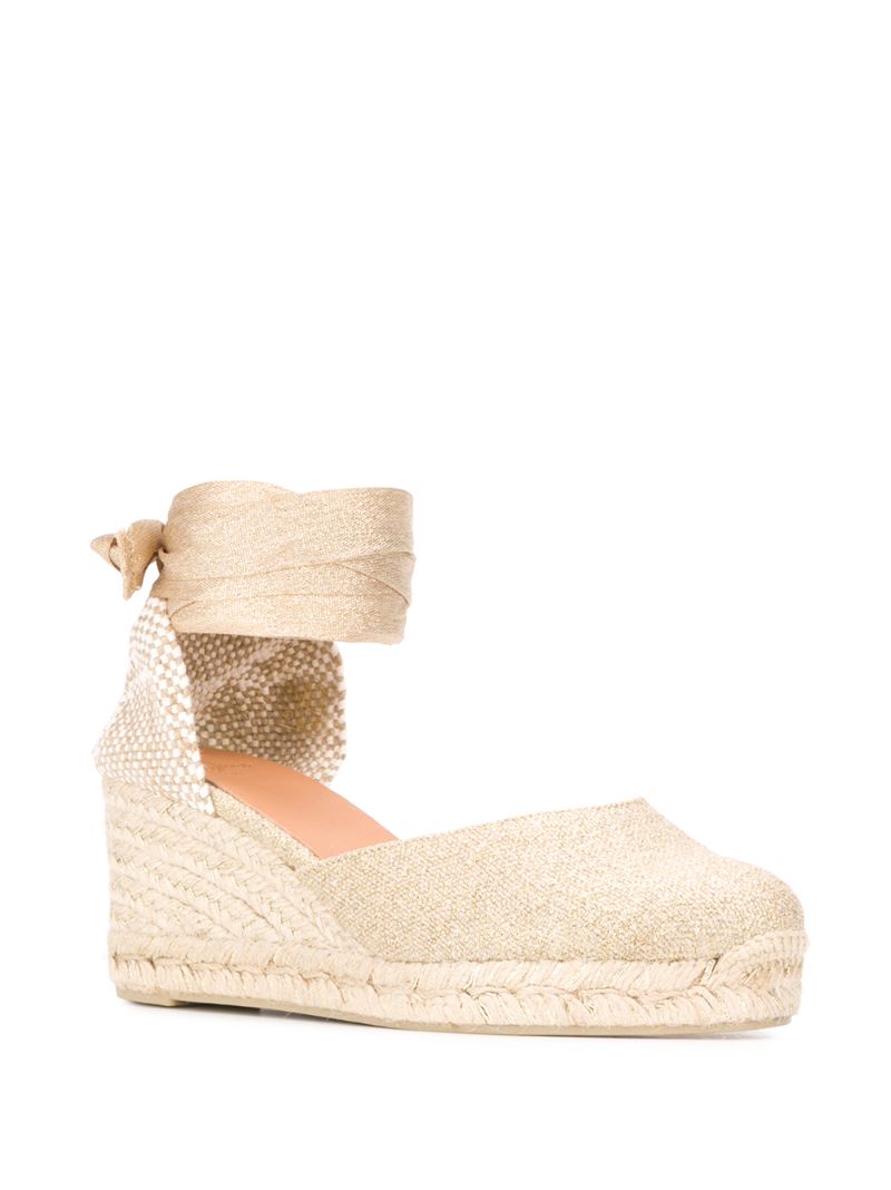 Shop Castaã±er High Wedge Heel Espadrilles In Gold