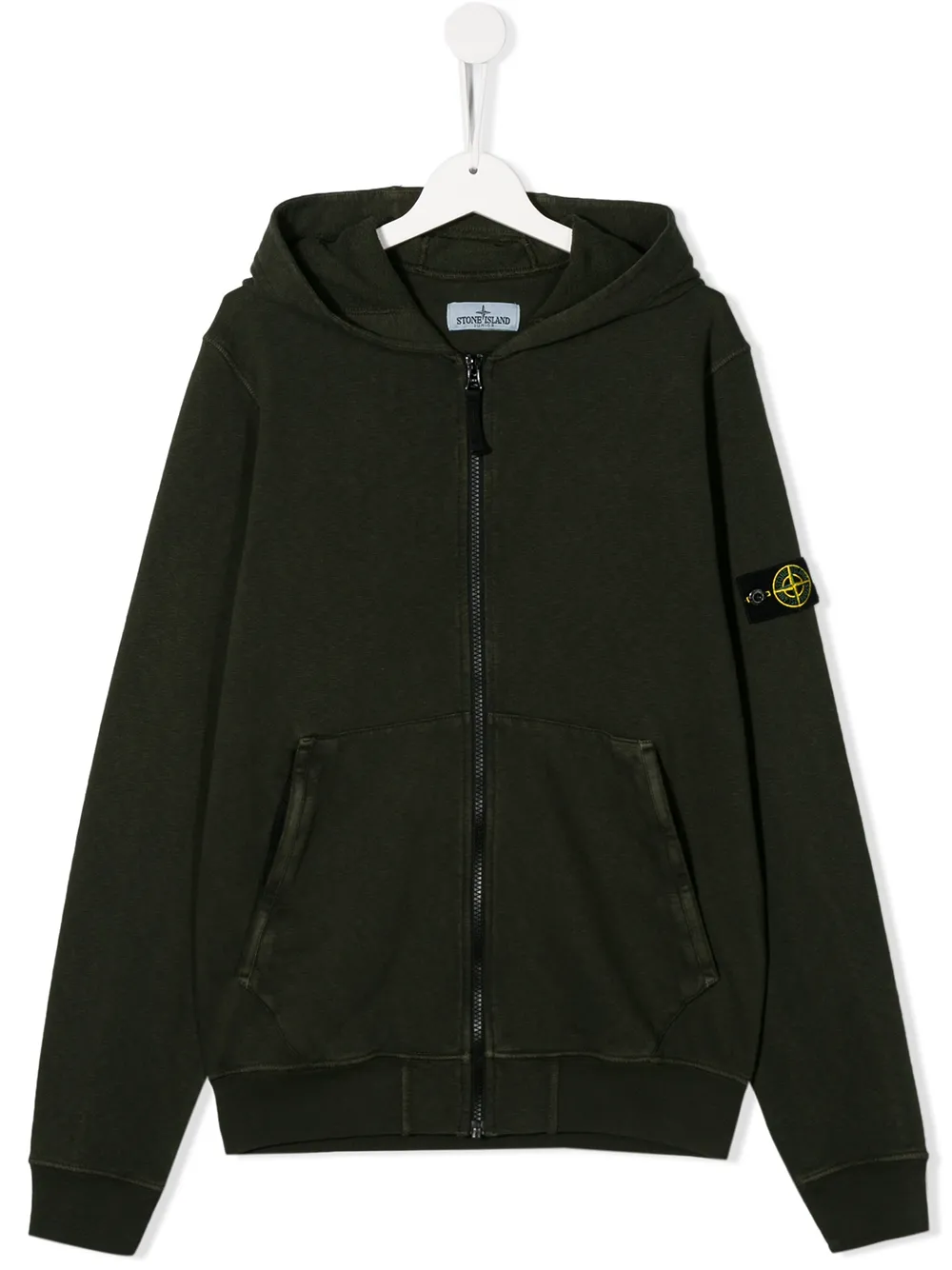 Stone Island Teen Logo Patch Hoodie In 绿色