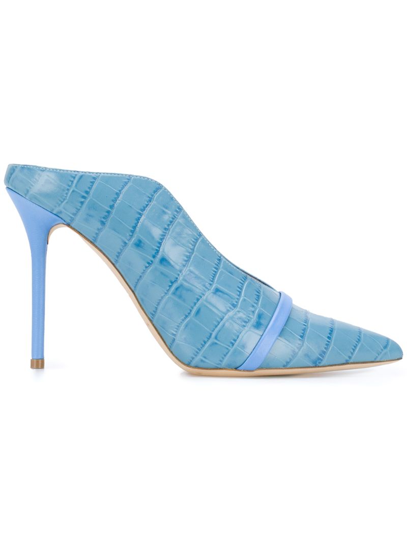 Malone Souliers Constance Snakeskin-print Mules In Blue