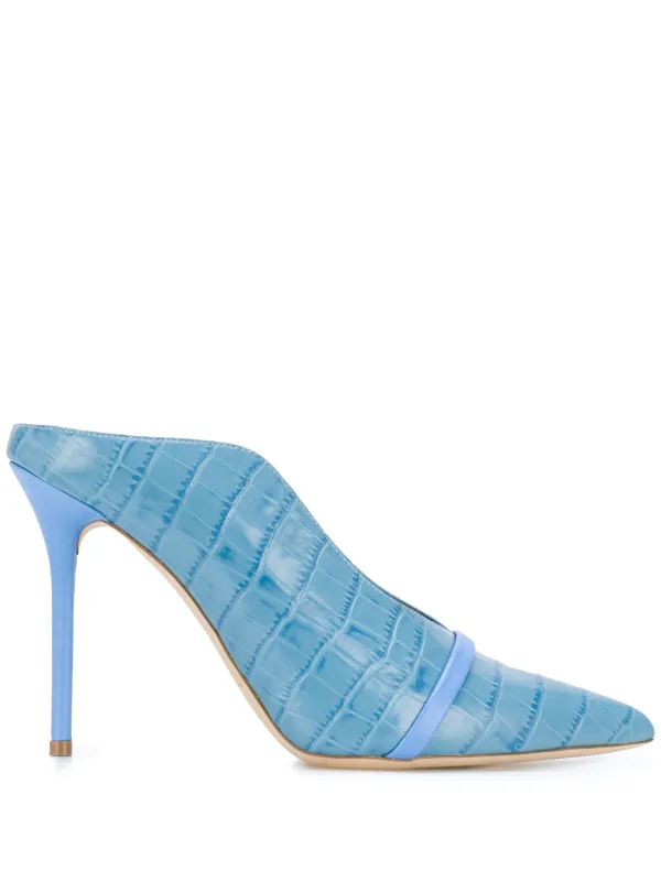 snakeskin print mules