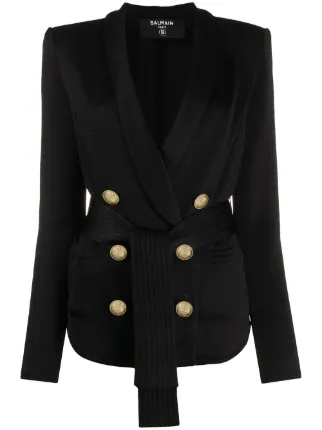 balmain belted blazer