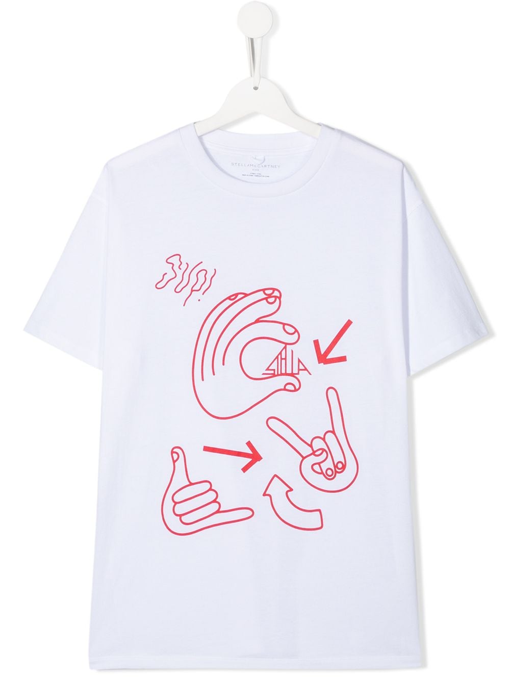 Stella Mccartney Teen Hand Signal T-shirt In 白色