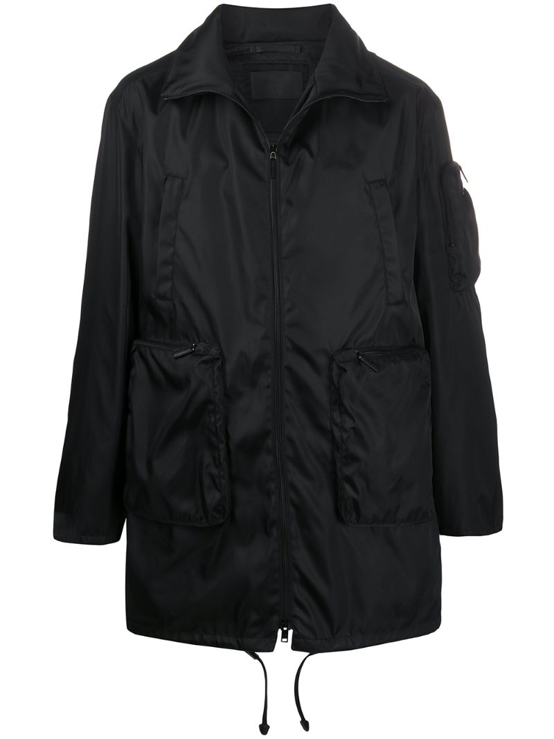 Prada Pocket Detail Raincoat In Black