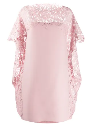 Valentino Garavani Lace Cape Shift Dress | Pink | FARFETCH OM