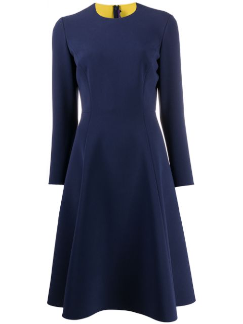 Shop blue Ralph Lauren Collection flared crew neck dress with Express ...