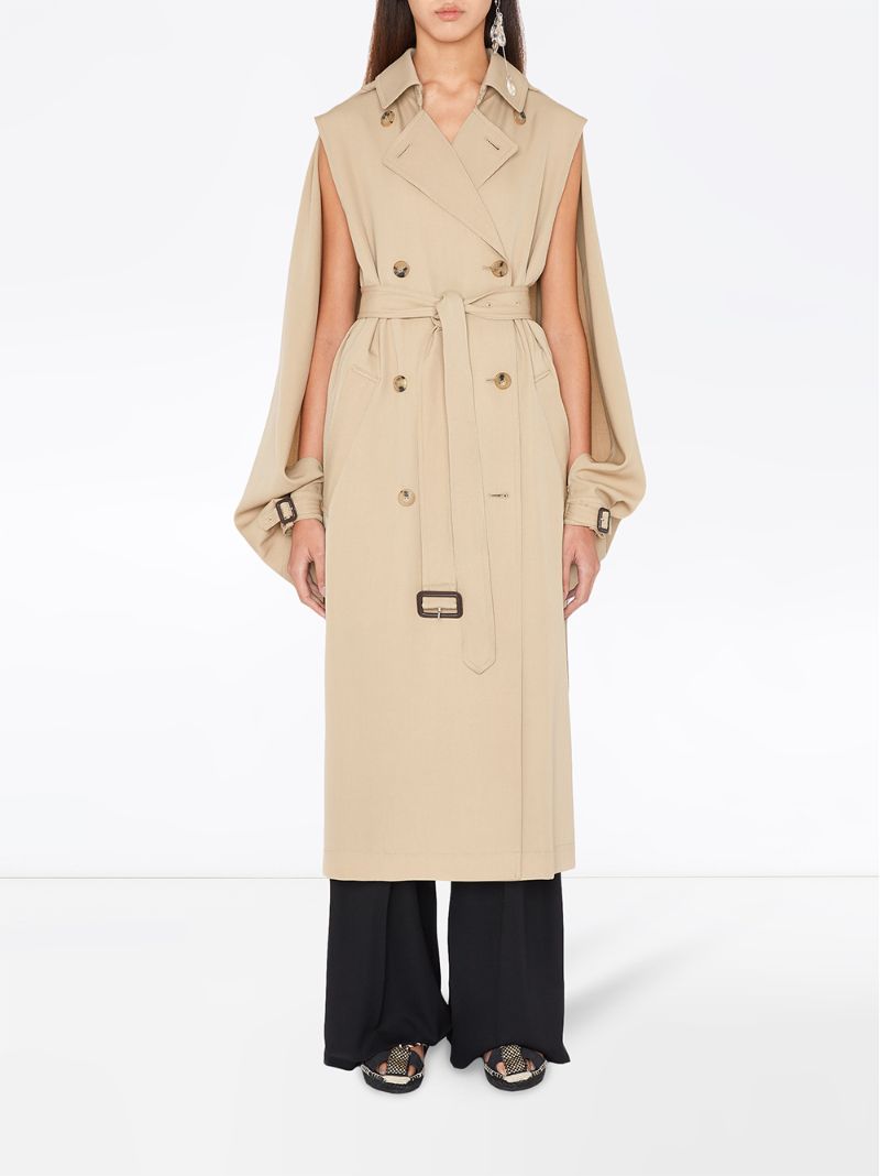 Shop Jw Anderson Open-sleeve Cape Trench Coat In Neutrals