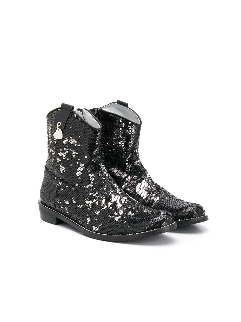 Shop Monnalisa Teen Sequin Cowboy Boots In Black