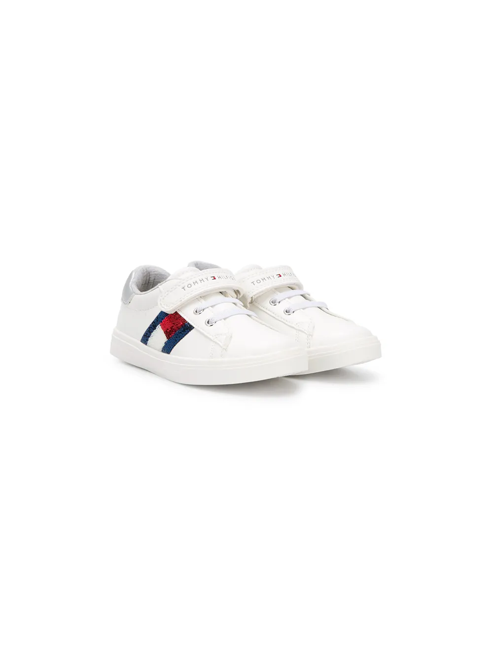 фото Tommy hilfiger junior sequinned-stripe low-top sneakers