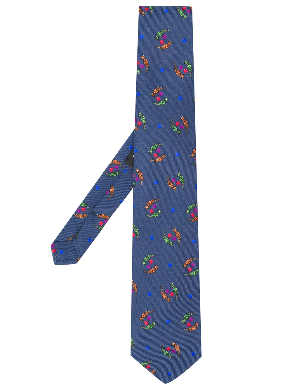 Etro Parrot Print Tie In Blue