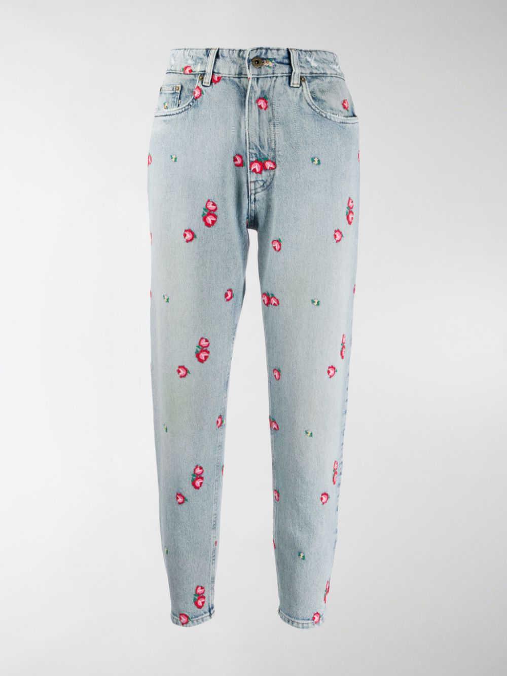 MIU MIU EMBROIDERED FLORAL TAPERED JEANS,GWP3021VZP14953849