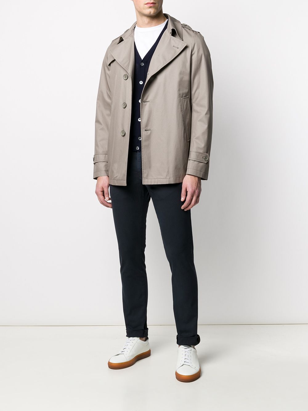 Herno Trenchcoat met enkele rij knopen - Beige