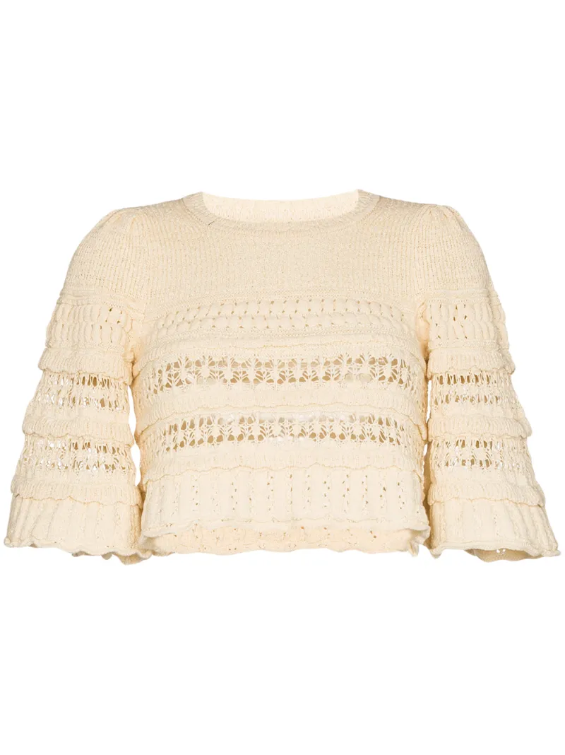 ISABEL MARANT CROCHET-KNIT CROPPED JUMPER