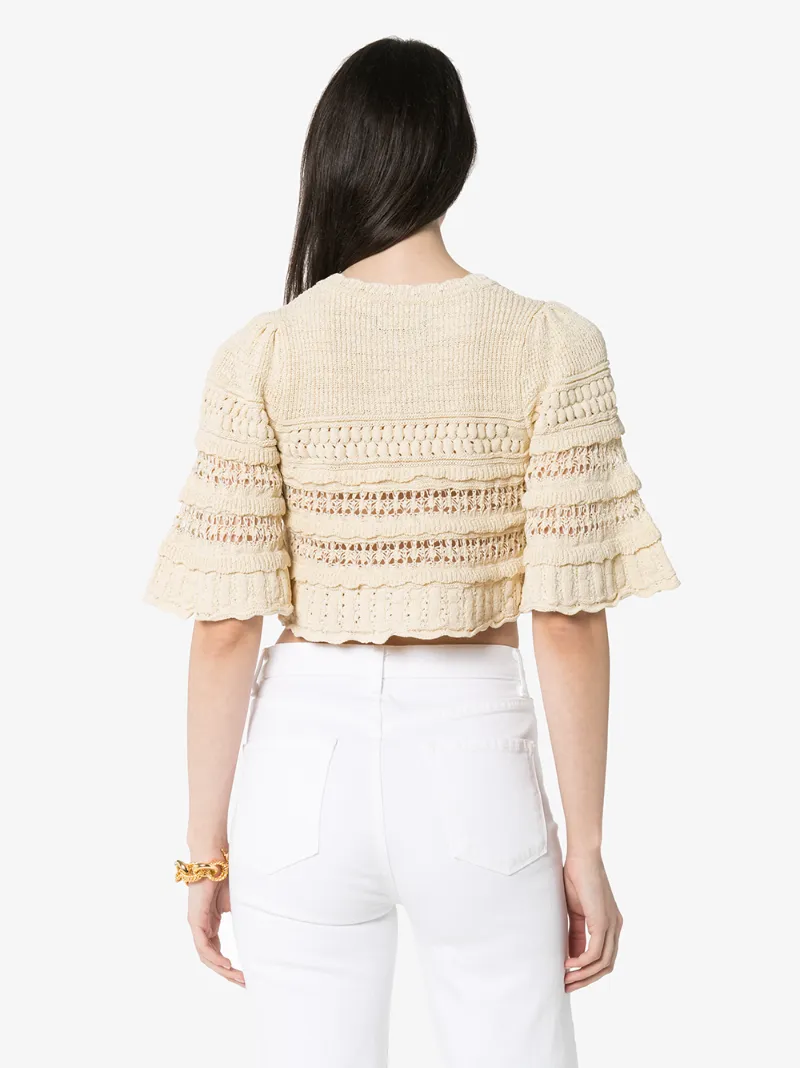 ISABEL MARANT CROCHET-KNIT CROPPED JUMPER