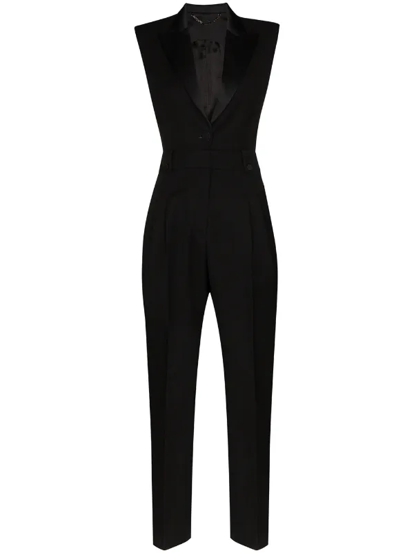 sleeveless tuxedo jumpsuit