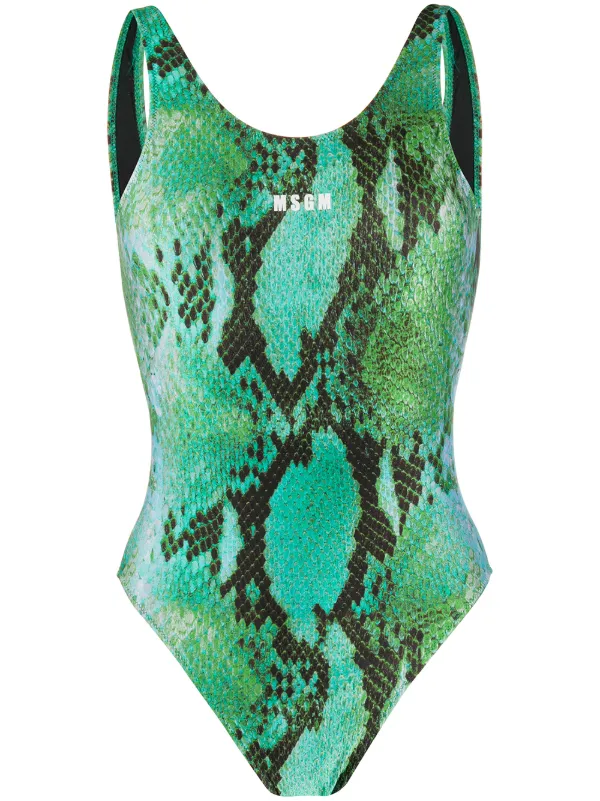 green snakeskin swimsuit