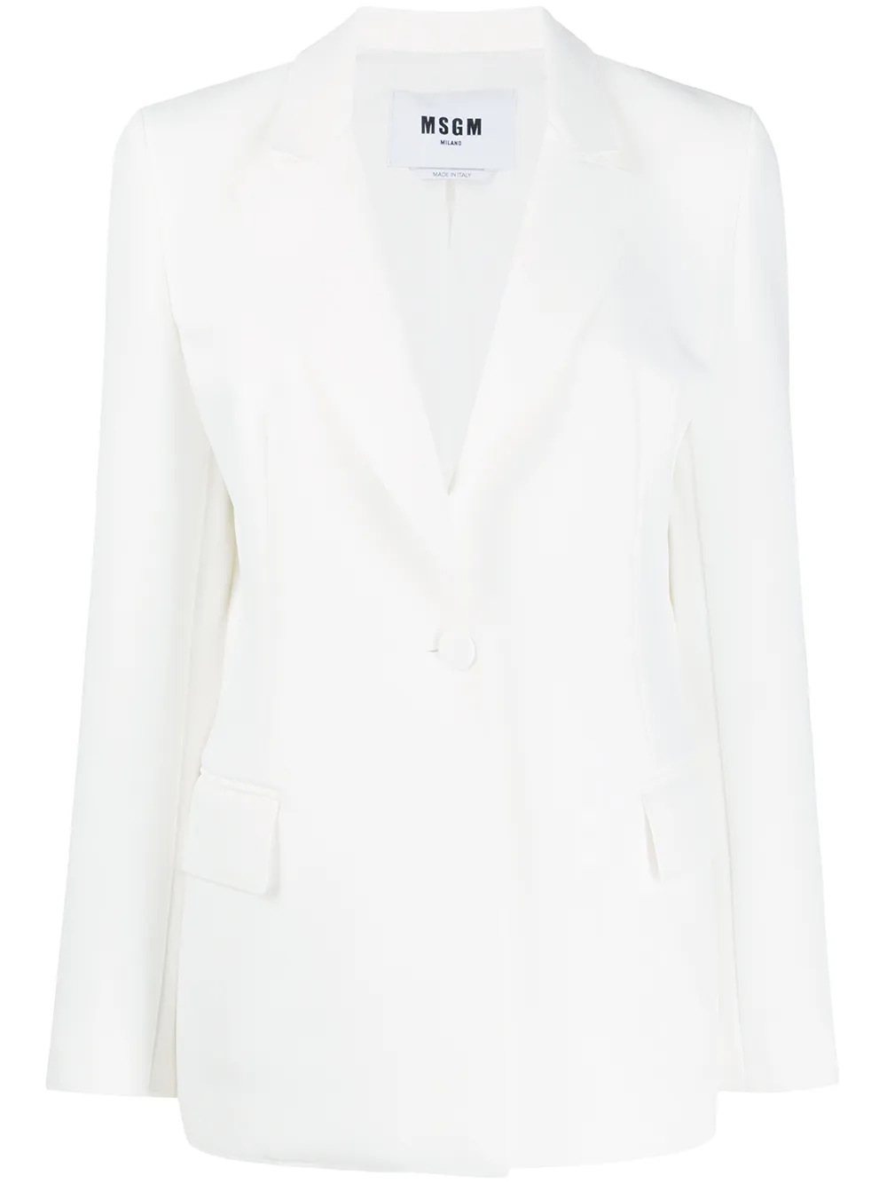 Msgm Single Breasted Blazer In White
