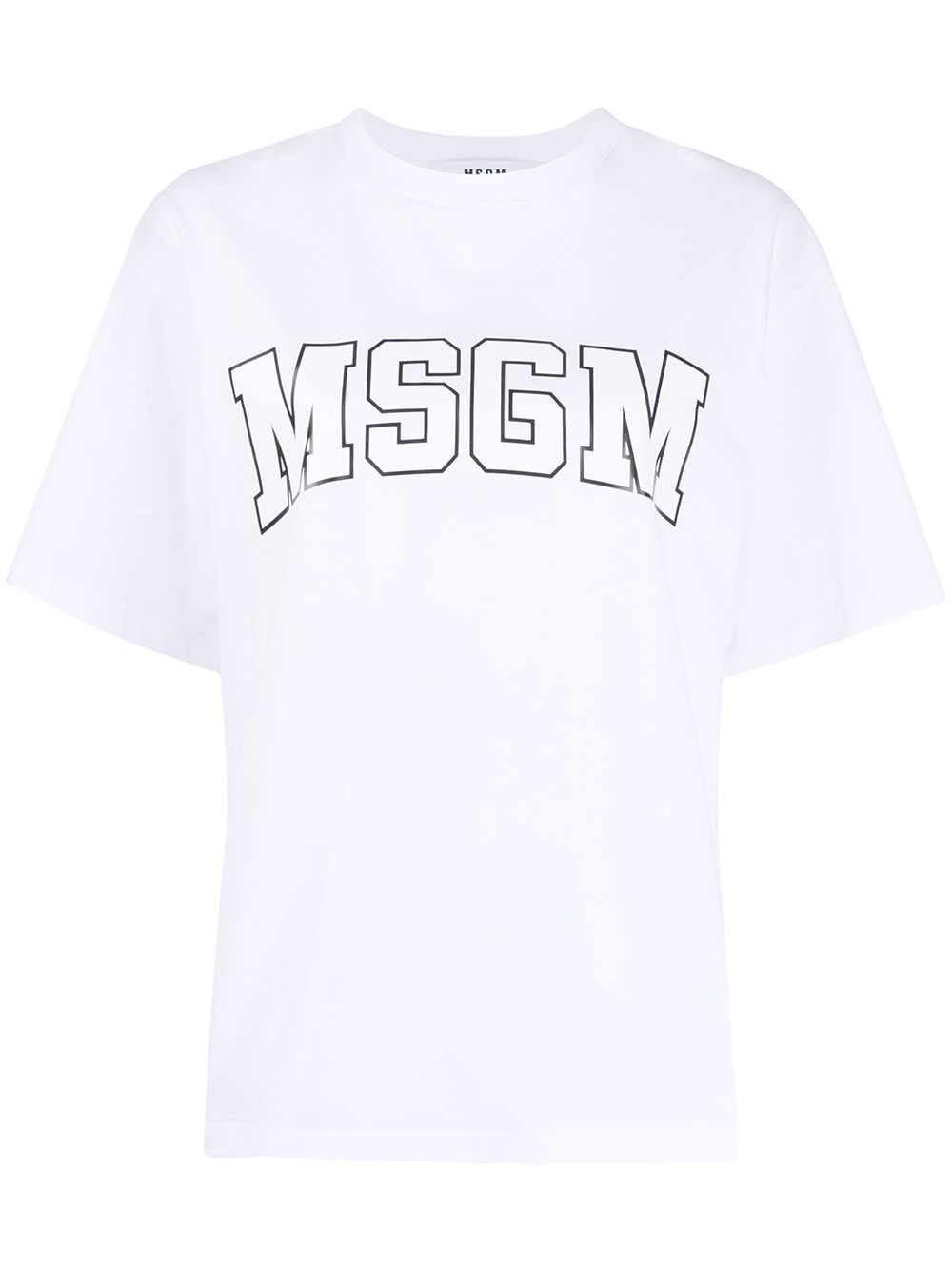 Msgm Logo-print Box-cut T-shirt In White