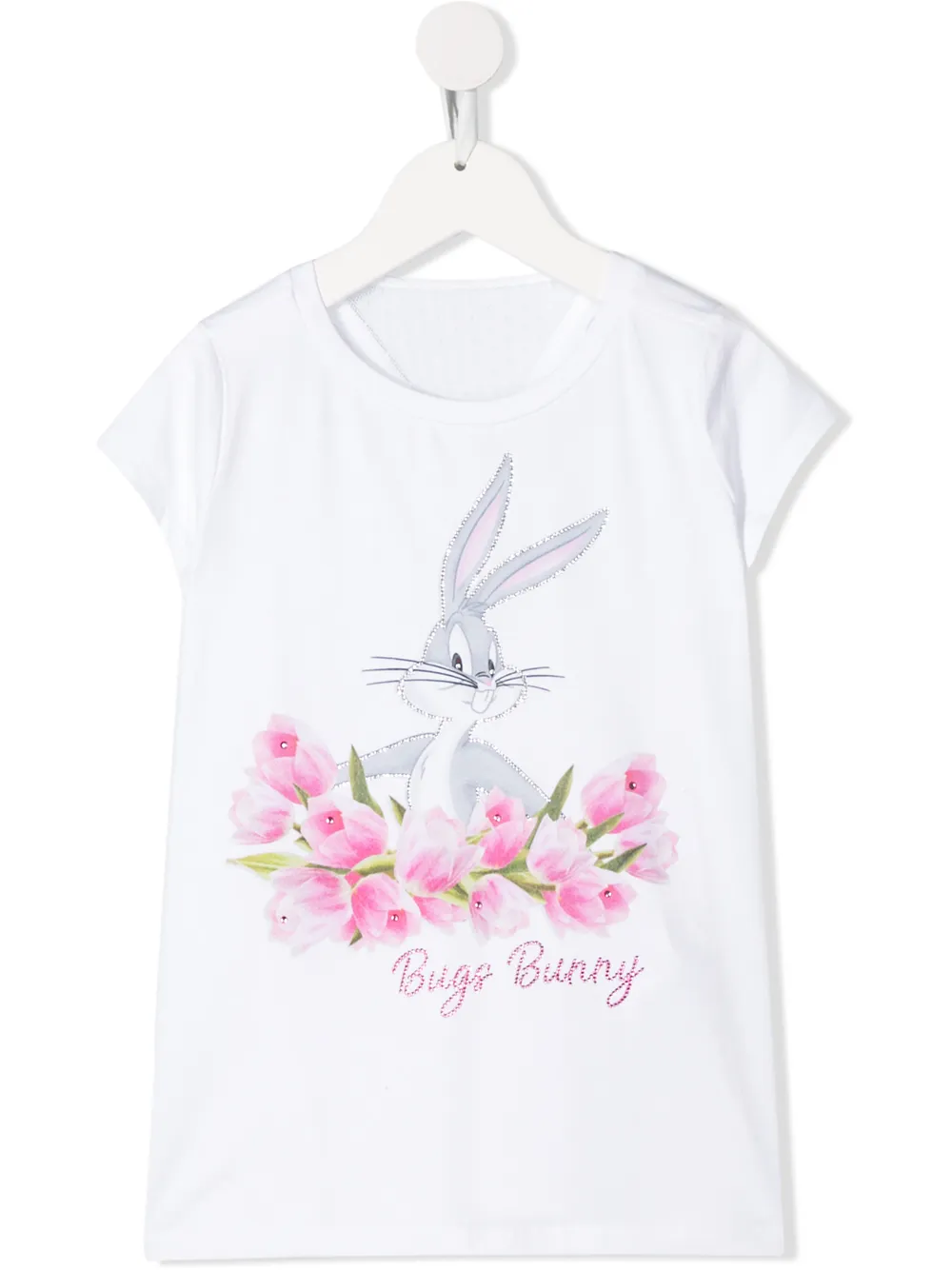 Monnalisa Teen Bugs Bunny Crew Neck T-shirt In White