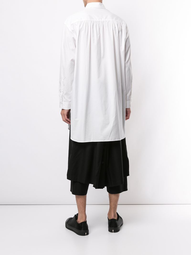 Shop Yohji Yamamoto Oversized Printed Shirt In White