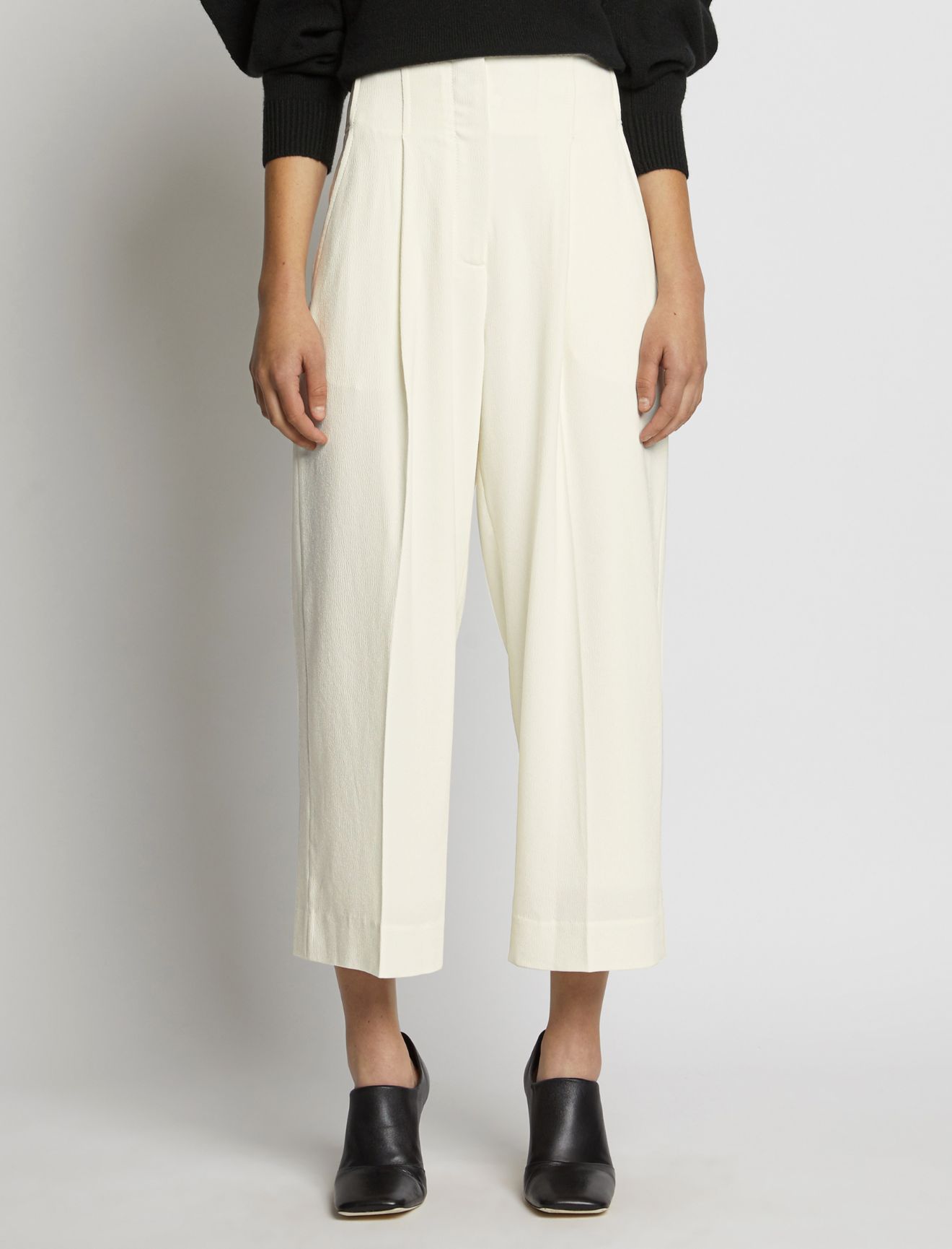 Textured Crepe High Waisted Culottes in neutrals | Proenza Schouler