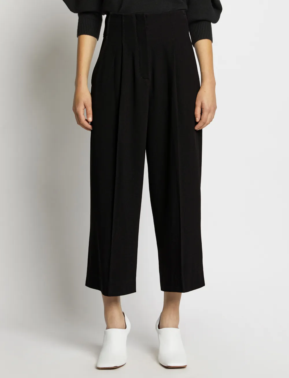 Image of Proenza Schouler Textured Crepe High Waisted Culottes /black