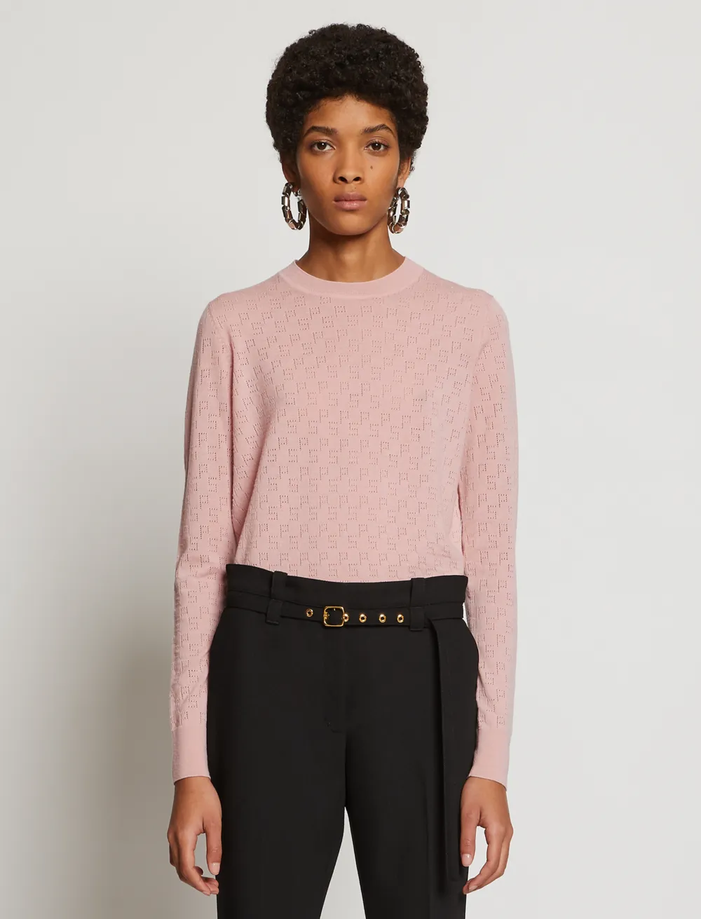 Image of Proenza Schouler Logo Pointelle Knit Top blush M
