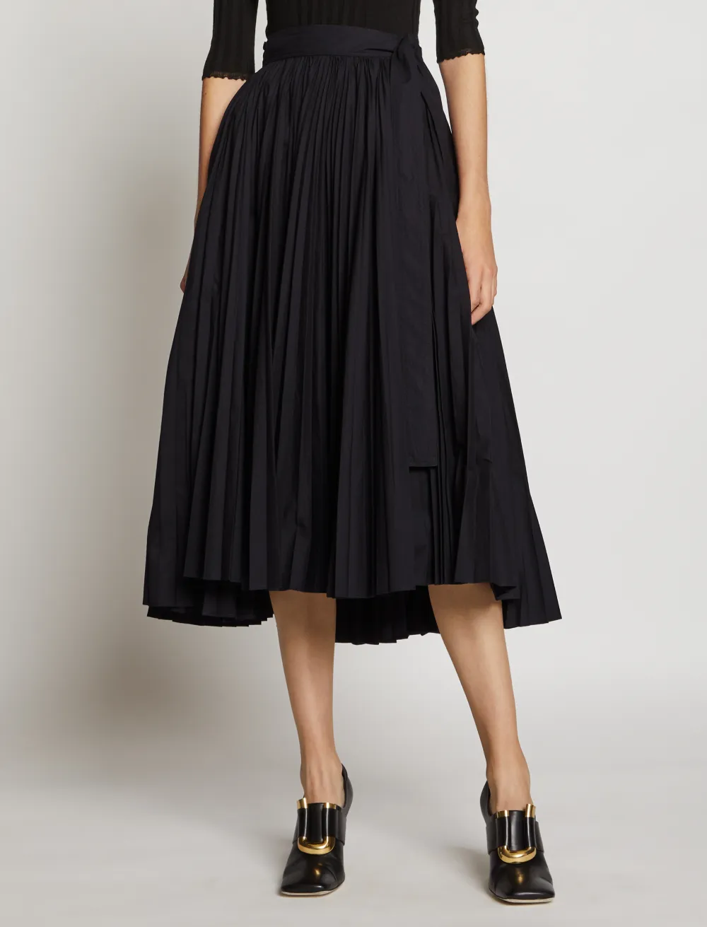 Image of Proenza Schouler Pleated Poplin Wrap Skirt black