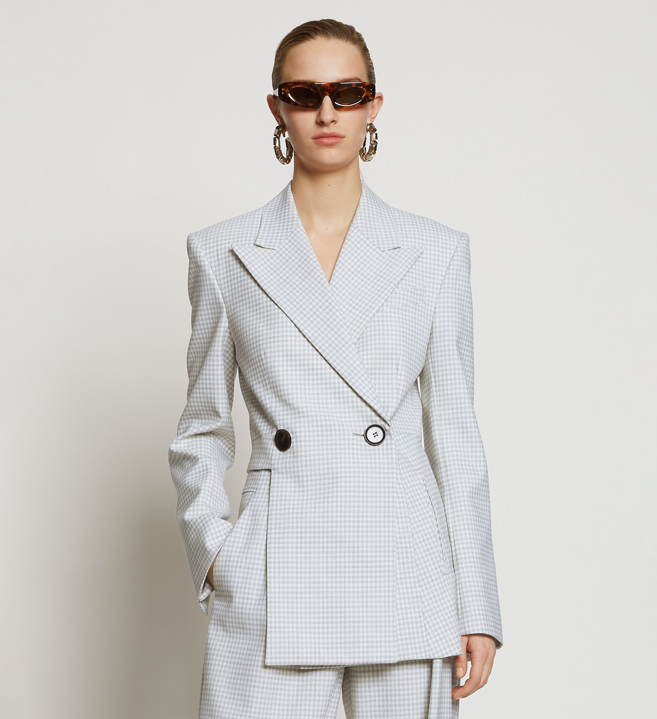 Check Suiting Asymmetrical Blazer