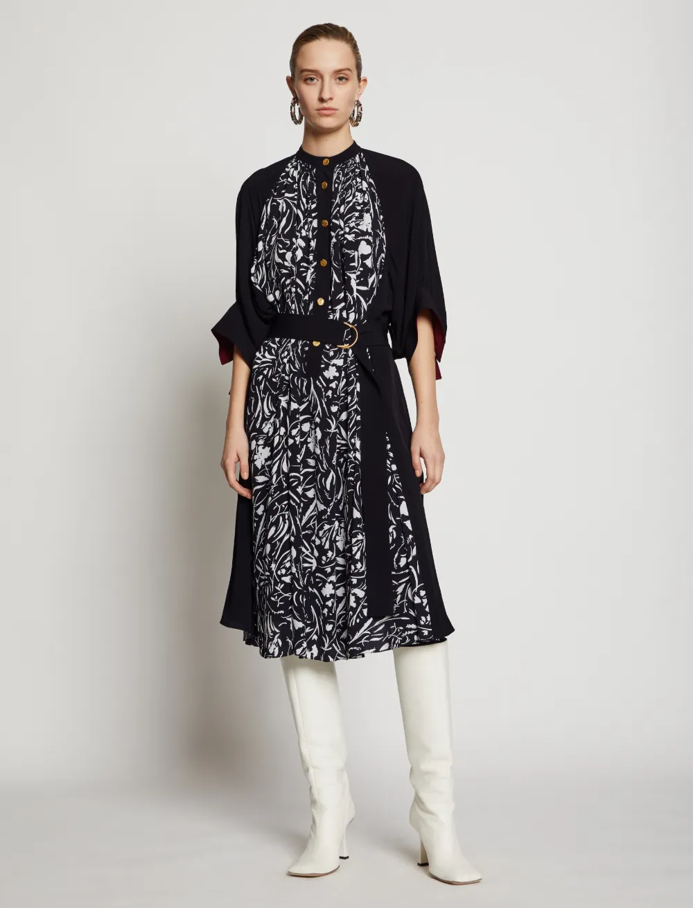 Image of Proenza Schouler Blocked Floral Dress black blocked floral