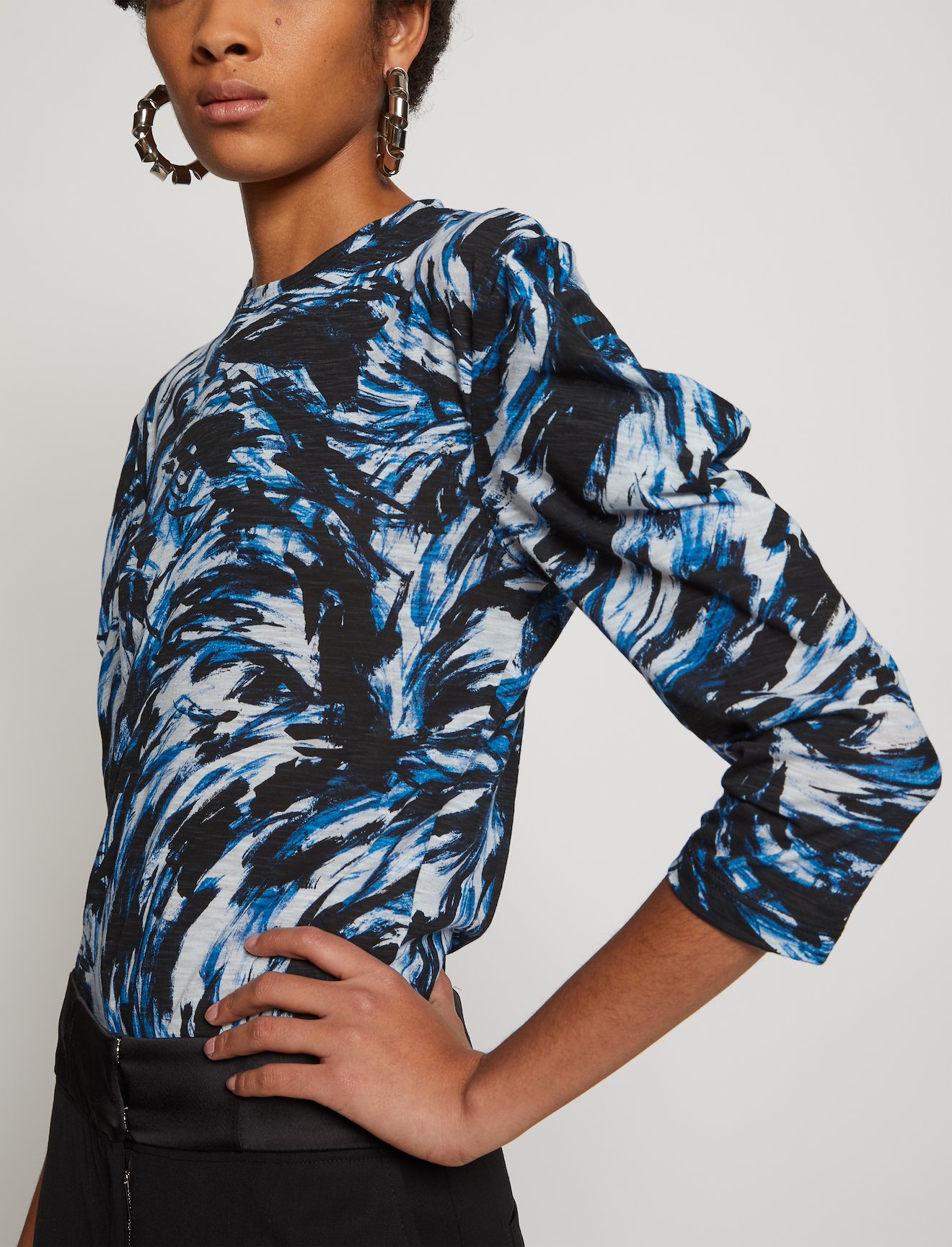 Feather Print Puff Sleeve T-Shirt #3