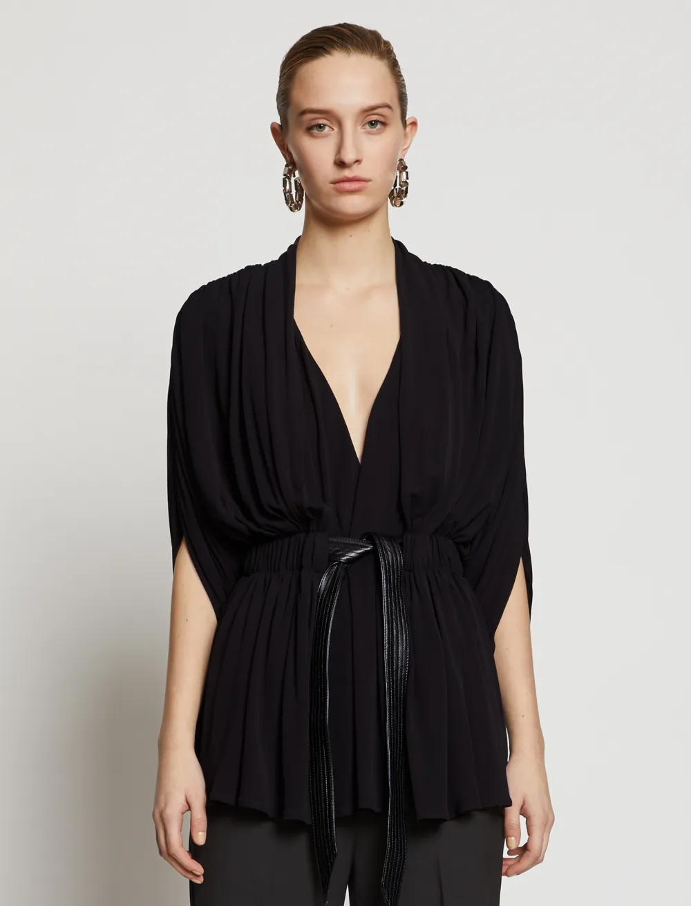Image of Proenza Schouler Draped Gathered Top black