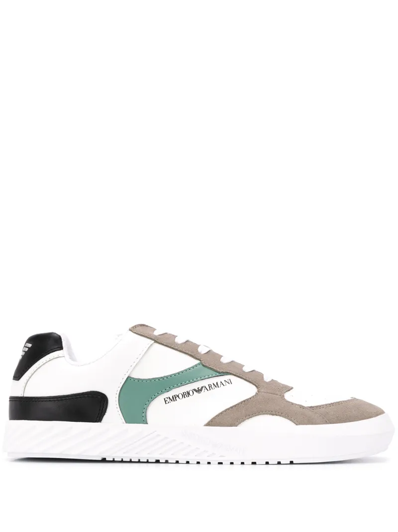 Emporio Armani – logo print sneakers – men – Leather/Polyester/Rubber – 6, 7, 8, 9, 10, 11 – White