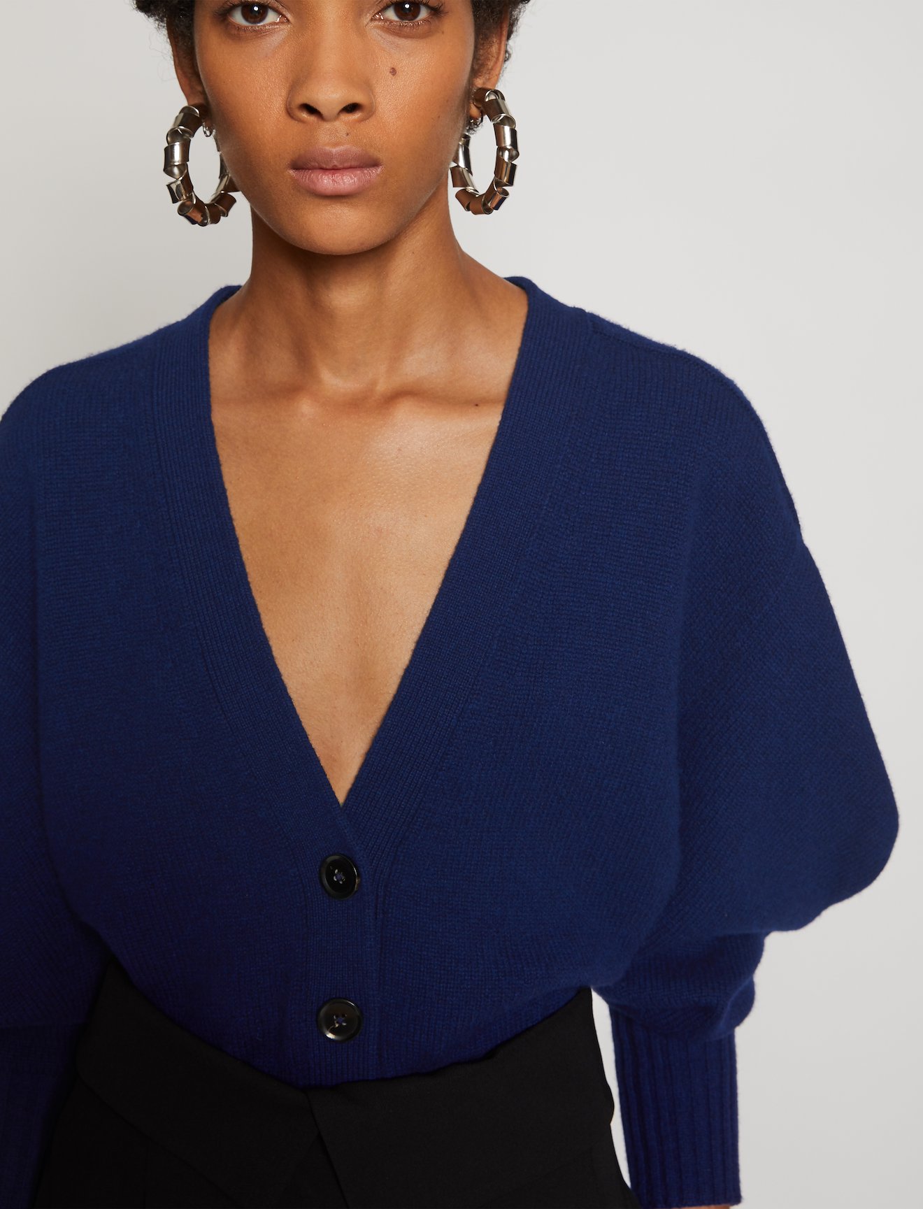 Cashmere Draped Puff Sleeve Cardigan #3