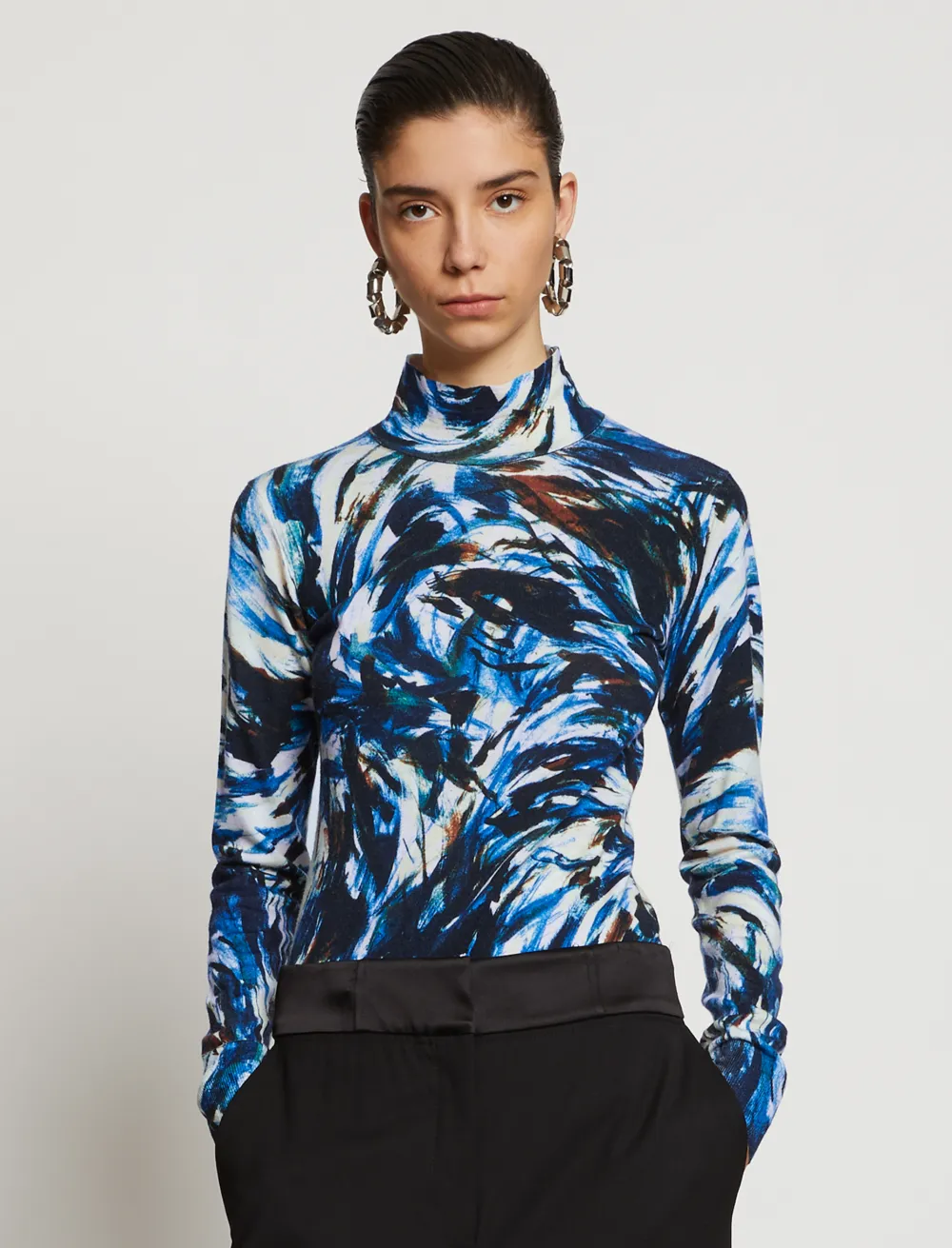 Image of Proenza Schouler Feather Print Knit Top blue/brown/yellow XS
