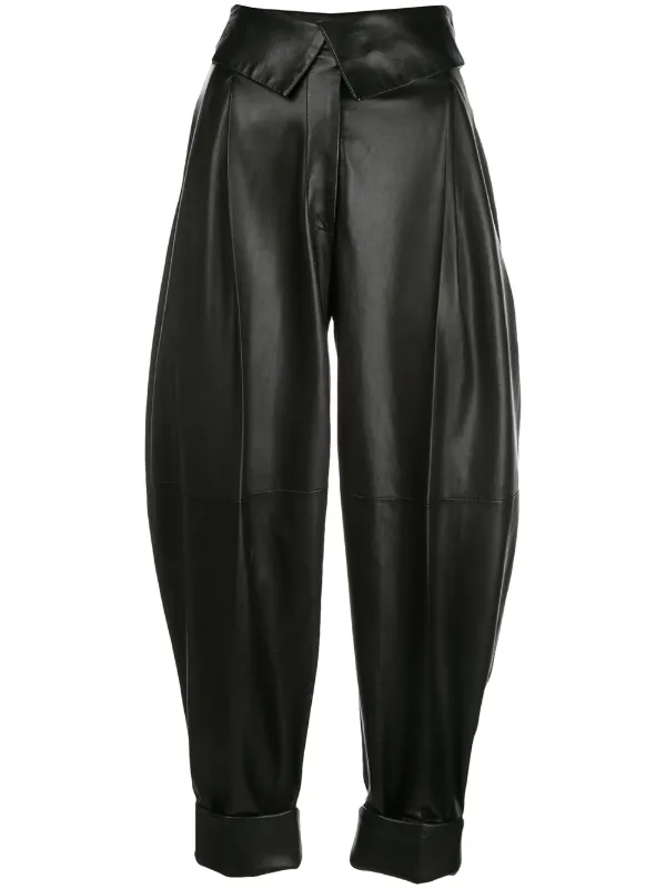 black high waisted cropped trousers