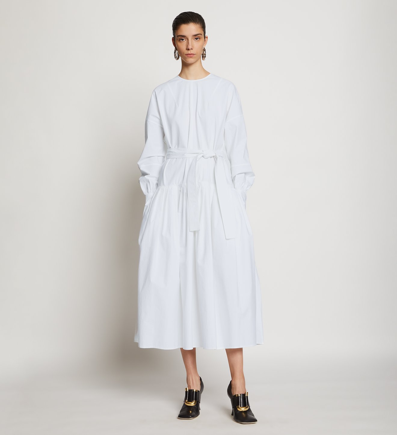 Belted Cotton Dress in white | Proenza Schouler