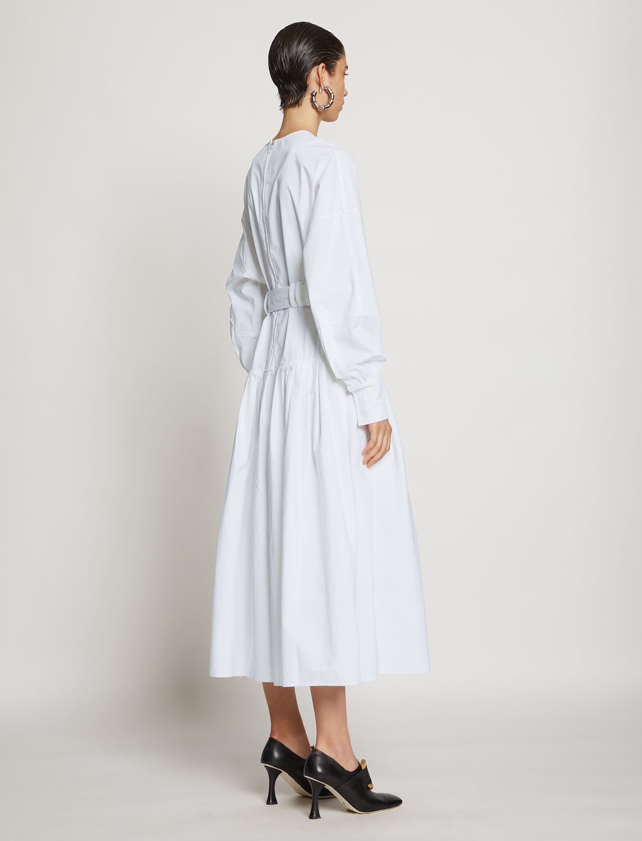 Belted Cotton Dress in white | Proenza Schouler