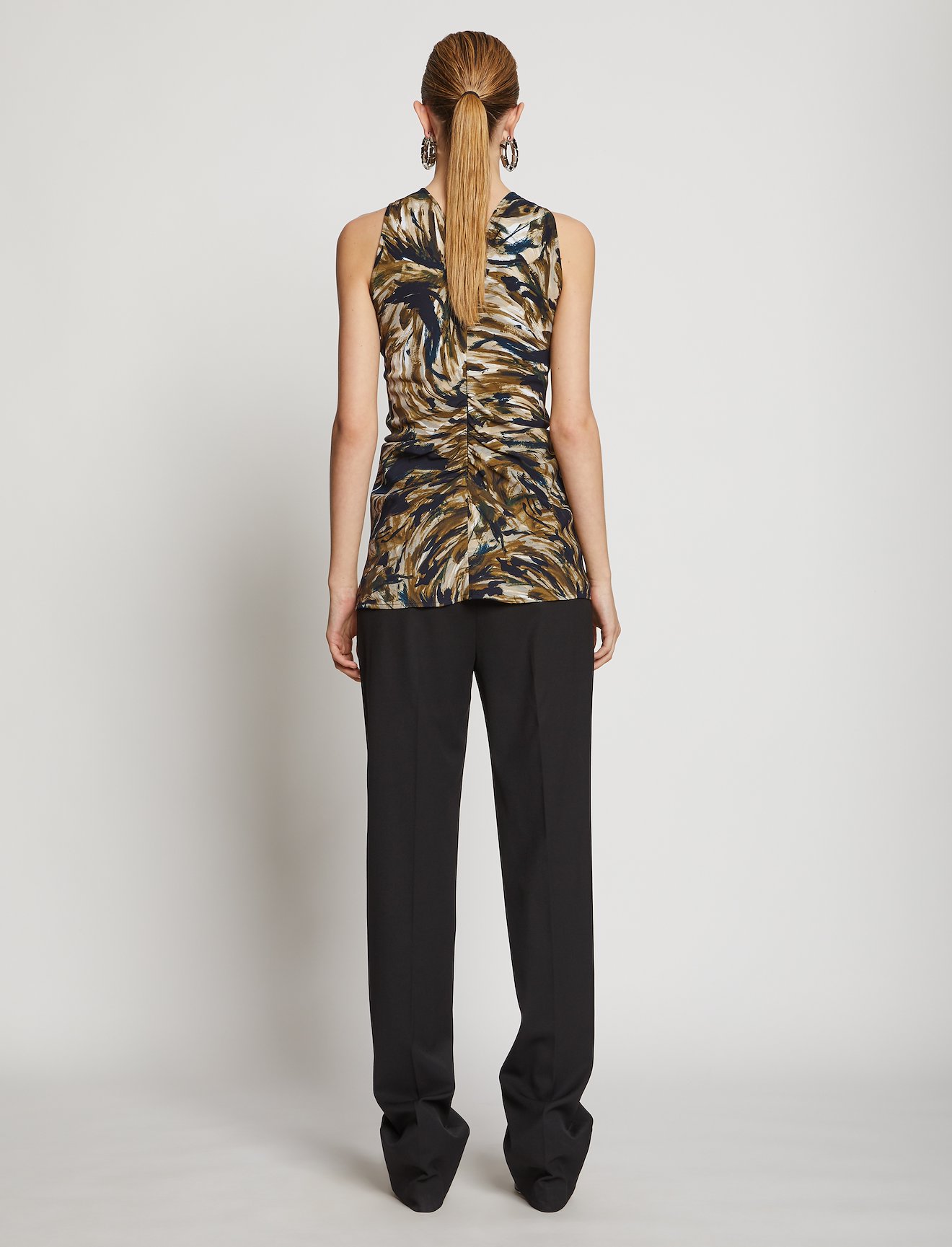 Feather Print Cinched Waist Top #2