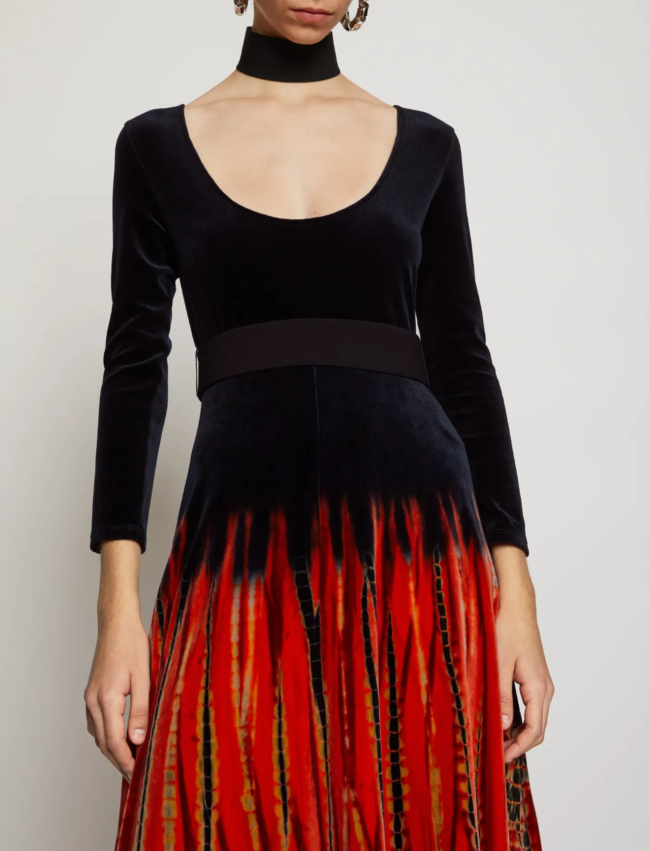 Tie Dye Velvet Scoop Neck Dress in 