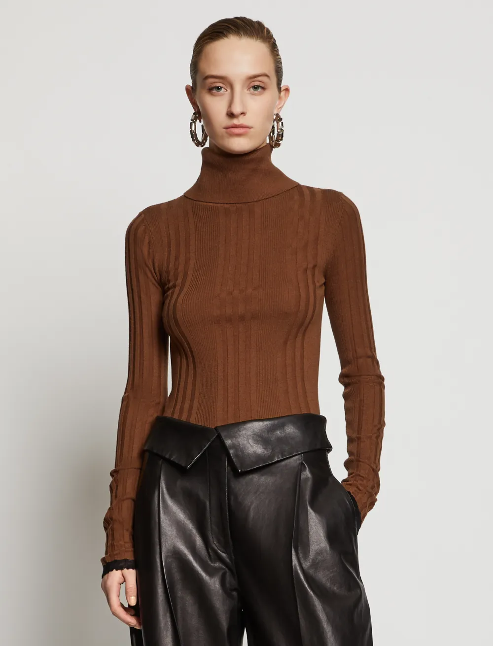 Image of Proenza Schouler Silk Cashmere Turtleneck Knit Top fatigue/green XS
