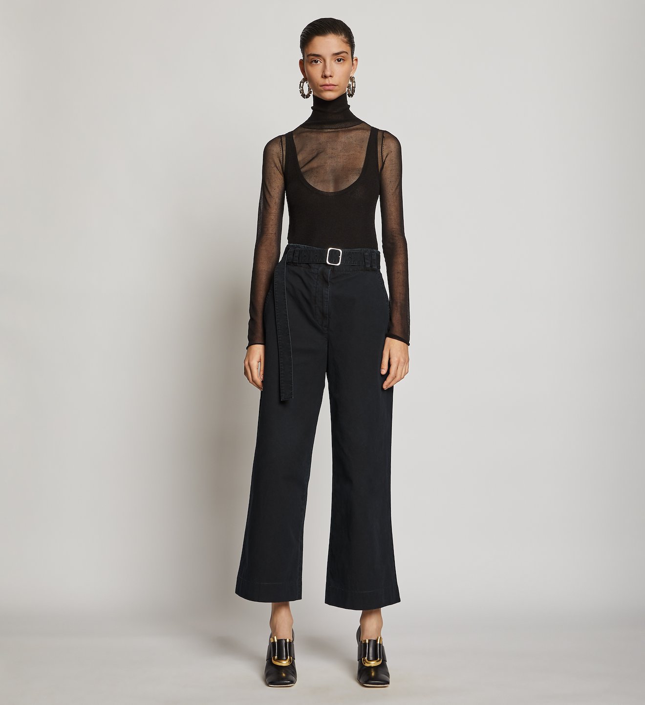 Belted Washed Cotton Pants