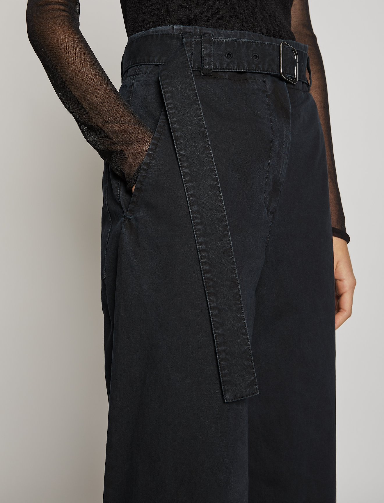 Belted Washed Cotton Pants #3